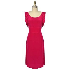 Flutter Sleeve Silk Dress, J. Peterman - Pink, Size 12